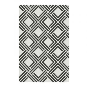Tapis en vinyle Deblon, Tapis en pvc antid&eacute;rapant et r&eacute;sistant, pour int&eacute;rieur et ext&eacute;rieur, Noir G&eacute;om&eacute;trique, 60 x 90cm