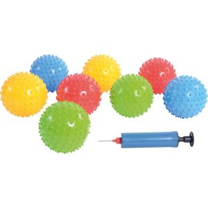 Eduplay Setde 25 balles à picots avec pompe, Diam. 10 cm