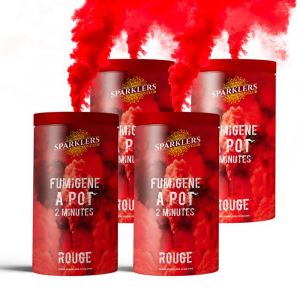 Image de Fumig&egrave;ne en Pot 2 MINUTES couleur Rouge - Lot de 4 - Allumage &agrave; m&egrave;che, dur&eacute;e 120 secondes,