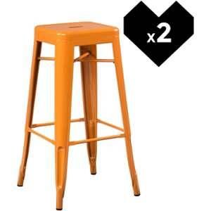 Indecemi Pack 2 Tabourets Hauts LIX Orange Safran
