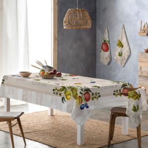 Image de Naf Naf Nappe résine VINTAGE FRUITS beige/rouge 150x150 cm - beige/rouge