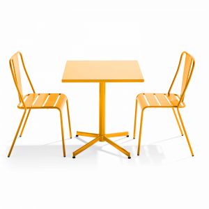 Image de Oviala Ensemble table inclinable de jardin et 2 chaises jaune