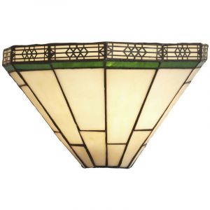 Searchlight Applique murale New York 1 ampoule Verre Tiffany,acier Noir,vert,Nacré