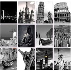 Toilinux - Lot de 12 tableaux City