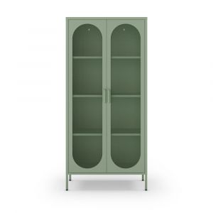 DRAWER Vaisselier 2 portes en métal H170cm - Vert menthe - Zio
