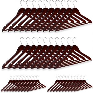 Relaxdays 40x Cintres en bois, crochet 360°, cintres pour manteaux pantalons vêtements HxlxP: 23 x 44 x 1 cm, marron