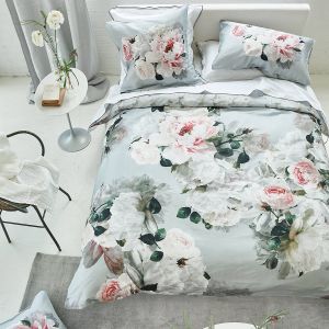 Designers Guild Parure de lit PEONIA GRANDE ZINC en satin de coton