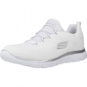 Skechers Summits Fast Attraction, Baskets Femme, Maille Blanche Blanche avec Bordure argentée, 35 EU