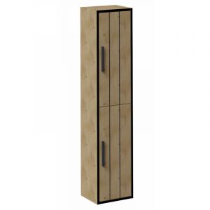Pegane Colonne de salle de bain en melamine coloris chene - Longueur 30 x profondeur 25 x Hauteur 140 cm -