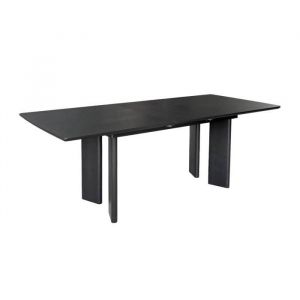 Table à manger rectangulaire extensible bois d'hévéa et placage chêne noir 6-8 places 170-210cm - Albane