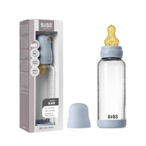 BIBS Baby Glass Bottle Round Latex biberon anti-colique Baby Blue 240 ml