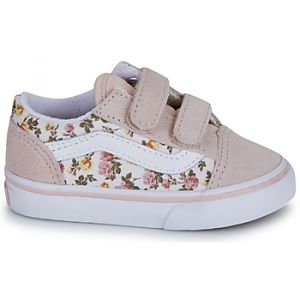 Vans Chaussures Old Skool velcro rose clair blanc b&eacute;b&eacute; - 26