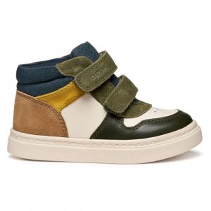 Geox B Nashik Boy Basket, Lt Ivory DK Green, 27 EU