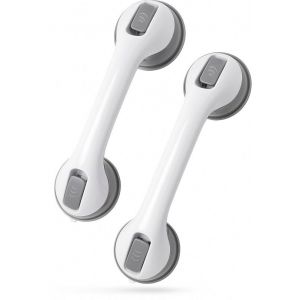 Poign&eacute;e de douche avec ventouse - 2 pi&egrave;ces - Convient pour la douche et les toilettes - R&eacute;sistant &agrave; l'humidit&eacute; - Poign&eacute;e avec ventouses - Pour petits et grands - Mod&egrave;le extra s&ucirc;r et solide - 30cm Luft