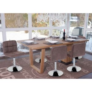 Mendler 6 x chaise de salle à manger Kavala, pivotante, imitation daim, chrome ~ brun foncé vintage