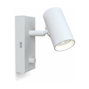 Applique murale blanche USB à gauche Tyson - Belid