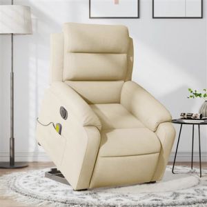 VidaXL Fauteuil inclinable de massage électrique Crème Tissu Crème