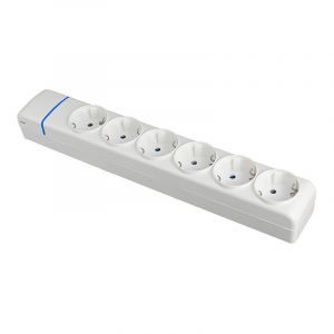 Multiple Base avec 6 Prises 2P+E 16A - 250V - IP20 - Blanc - Polycarbonate