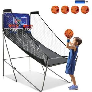 Costway - Panier de Basketball Pliable à 2 Panier 4 Balles Pompe de Gonflage, Jeu de Basketball Arcade pour 1 à 4 Joueurs avec Système de Pointage, 8