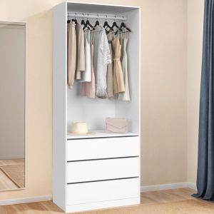 Idmarket Dressing TAYLOR 80 x 55 x 200 cm 1 module avec penderie + 3 tiroirs blanc