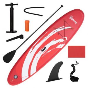 Image de Outsunny Stand up paddle gonflable nombreux accessoires fournis PVC blanc rouge