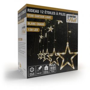 La Boutique De Noel - Rideaux lumineux étoilé avec led à piles - Blanc Chaud