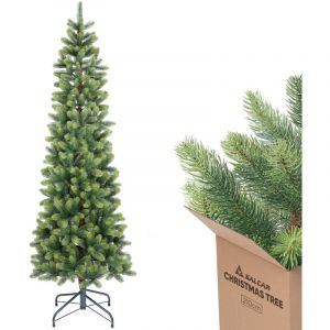 Salcar Sapin de Noël artificiel - 100 % moulé par injection - Arbre Pyramidal à Branches Rondes et Tête Douce - Facile à Monter, Résistant et Durable pour