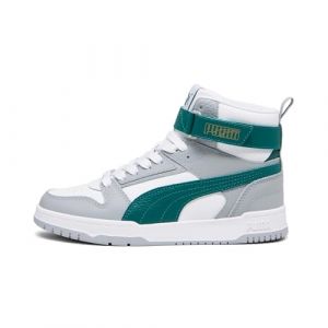 Puma RBD Game JR Basket, White-Malachite-Cool Mid Gray-Gold, 36 EU