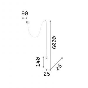 Ideal lux Archimede Plafonnier Suspendu Cylindre led Intégré Blanc 250Lm 3000K