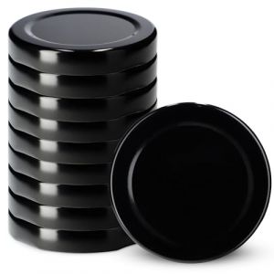 KADAX Lot de 10 couvercles à visser - Diamètre : 53 mm - En métal - Compatible avec les bocaux de 115 ml - Avec 4 dents d'encliquetage - Noir