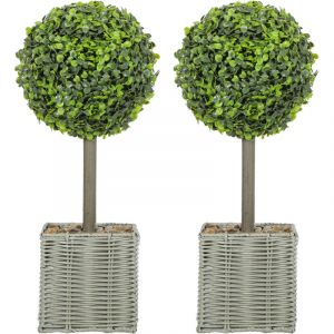 Homcom Lot de 2 plantes artificielles 50H cm en plastique vert