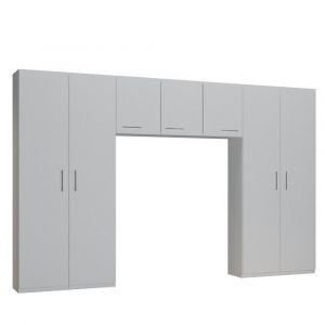 Inside75 Ensemble de rangement pont 3 portes blanc mat largeur 350 cm - blanc