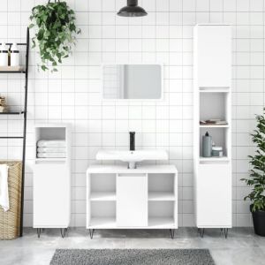 VidaXL Ensemble de meubles salle de bain 3 pcs blanc bois d'ingénierie