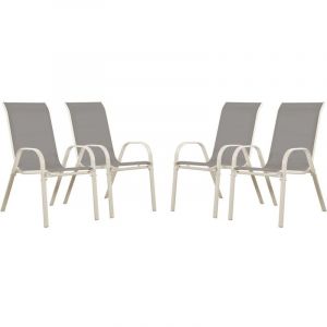 Image de Habitat et Jardin Fauteuil jardin Textilène -Cordoba- Phoenix - Gris clair - Lot de 4