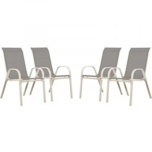 Image de Habitat et Jardin Fauteuil jardin Textilène -Cordoba- Phoenix - Gris clair - Lot de 4