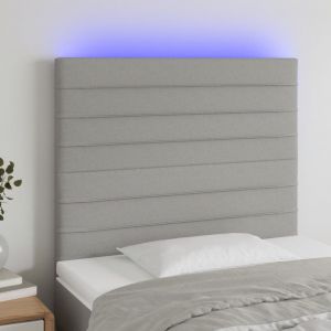 Image de VidaXL T&ecirc;te de lit &agrave; LED Gris clair 80x5x118/128 cm Tissu - Light grey