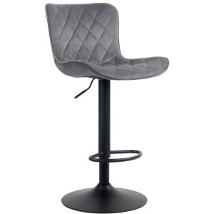 CLP Tabouret de bar ajustable pivotant velours Gris foncé