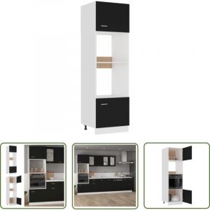 Image de Maisonchic - Armoire &agrave; micro-ondes El&eacute;ment bas de cuisine - Meuble de cuisine bas Noir 60x57x207 cm Agglom&eacute;r&eacute; Chic-371053