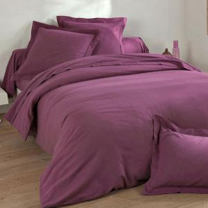 Housse de couette Uni violet violine en flanelle de coton 140x200