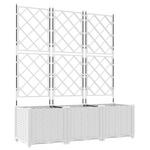 VidaXL Jardinière avec treillis 3 pcs blanche 120x40x143 cm