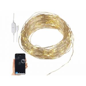 Image de Luminea Home Control : Guirlande lumineuse connect&eacute;e 10 m en fil de cuivre
