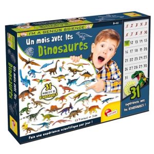 Lisciani Giochi I'm A Genius - 1 Mois avec Les Dinosaures - Expériences Scientifiques pour Enfants dès 8 Ans - 31 Figurines & Fiches - Kit Découverte Dinosaures - Idée Cadeau Educatif - Jeu Archéologie