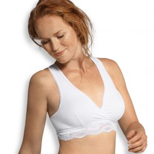 Carriwell Femmes Soutien-Gorge D'Allaitement Croisé Organique, Le Sommeil Et La Grossesse Bustier Avec De La Dentelle Douce, Idéale Pour La Nuit, En Coton Biologique, Non-Fer[blanc][Moyen]