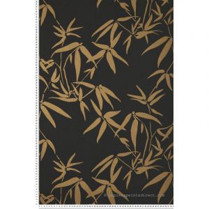 Lutèce Papier peint intissé City Chic feuille bambou noir