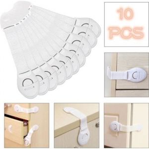 [Lot de 10] Fermeture Serrure S&eacute;curit&eacute; Infantile Enfant B&eacute;b&eacute; Pr Placard Porte Tiroir - KIT S&Eacute;CURIT&Eacute; B&Eacute;B&Eacute; - Blanc