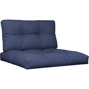 VidaXL Ensemble de coussins en palette bleu marine 70x40x12 cm tissu