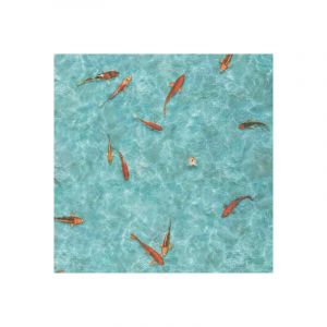 Décoweb Sol Vinyle Textile - Relief 3D - Imprimé poisson Koï japonais - Rouleau de 1m x 7m