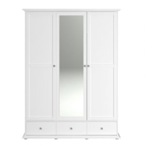 Image de MANON Armoire 3 Portes Blanc L 152 x P 53 x H 202 cm