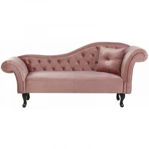 Image de Beliani Chaise longue côté droit en velours rose LATTES