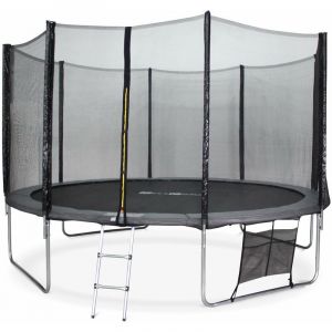Alice's Garden Trampoline 400cm gris avec filet de protection. échelle. bâche. filet pour chaussures. kit d'ancrage - Mercure XXL- Trampoline de jardin 400 cm 4m|